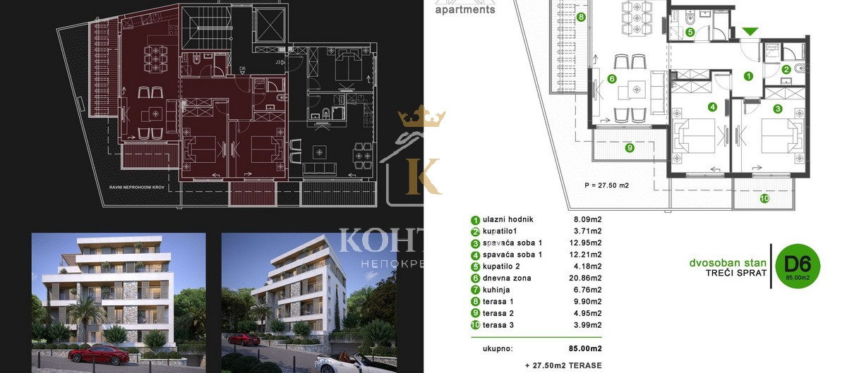 Two-bedroom apartment in a new building in a great location-Tivat